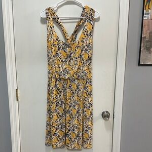 Kaileigh Yellow and Black Floral Backless Dress